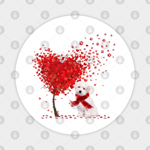 Happy Valentine's Day Heart Tree Love Maltipoo Magnet by cyberpunk art